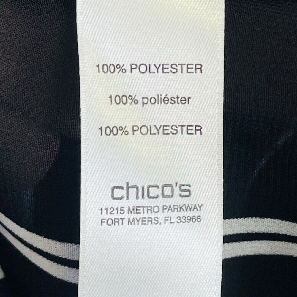 Chico's Top Womens 1 Medium 8 Black White Stripe Nautical Preppy Sheer Old Money - Picture 7 of 14